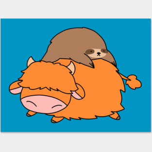 Sloth and Highland Cow Posters and Art