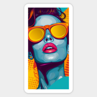 Pop Art Woman Orange Glasses Magnet