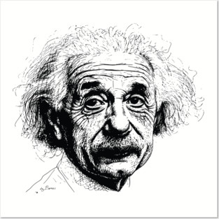 Einstein ballpoint pen drawing Posters and Art