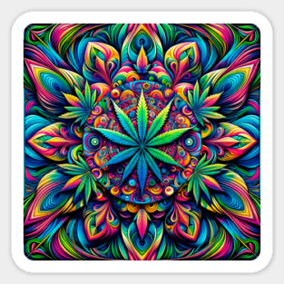 Psychedelic Cannabis Mandala Sticker