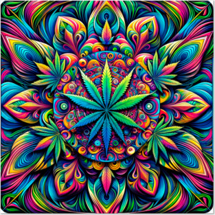 Psychedelic Cannabis Mandala Posters and Art