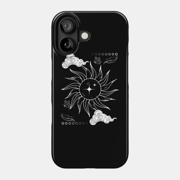 Celestial Sun and Clouds – Minimal Nature Artwork Phone Case by MakerMind8.2