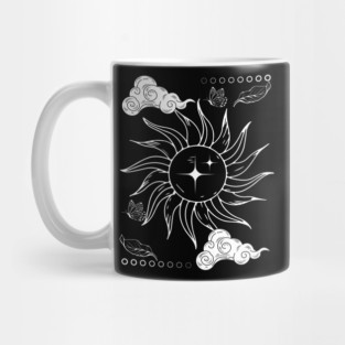Celestial Sun and Clouds – Minimal Nature Artwork Mug