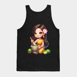 Khmer woman making papaya salad Tank Top