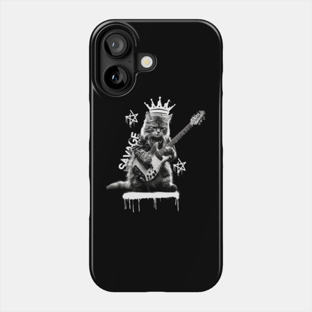Rock Cat Playing Guitar Phone Case by The WYLD Tribe