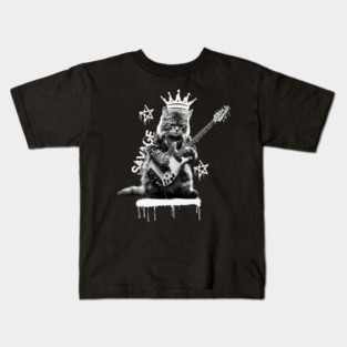 Rock Cat Playing Guitar Kids T-Shirt