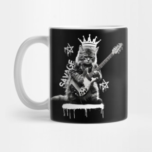 Rock Cat Playing Guitar Mug