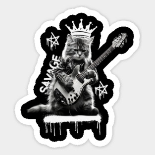 Rock Cat Playing Guitar Magnet