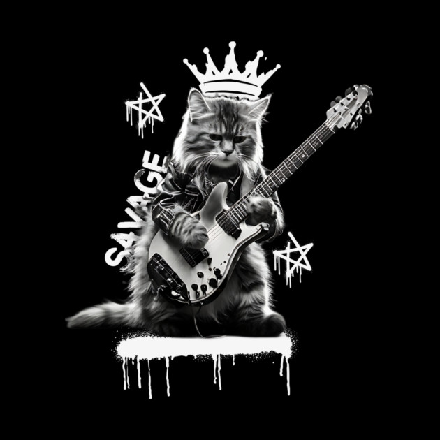 Rock Cat Playing Guitar by The WYLD Tribe