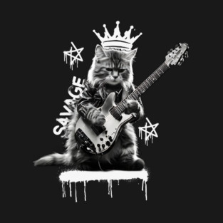 Rock Cat Playing Guitar T-Shirt