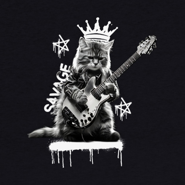 Rock Cat Playing Guitar by The WYLD Tribe