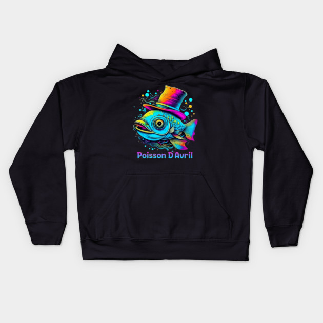 Psychedelic April Fish Kids Hoodie by HolidayBug