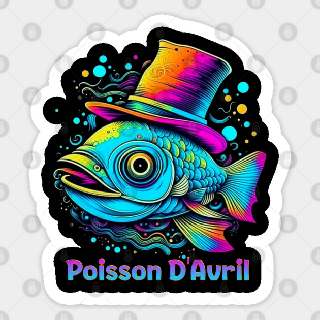 Psychedelic April Fish Sticker by HolidayBug
