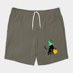 Black  Halloween Cat Shorts