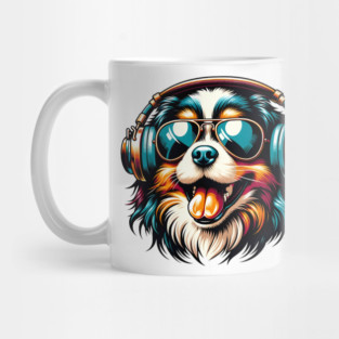 Tibetan Spaniel Smiling DJ in Bright Japanese Style Mug