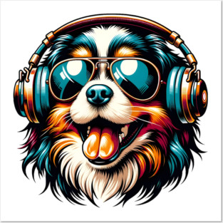 Tibetan Spaniel Smiling DJ in Bright Japanese Style Posters and Art