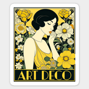 Art Deco Day Woman & Flowers Sticker