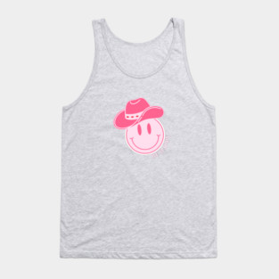 Preppy Pink Smiley Cowgirl Tank Top