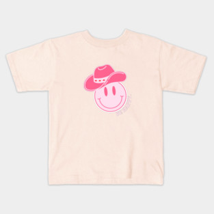 Preppy Pink Smiley Cowgirl Kids T-Shirt
