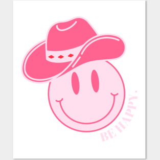 Preppy Pink Smiley Cowgirl Posters and Art