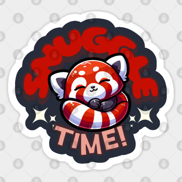 Cute Chibi Red Panda - Napping for Snuggle Time Sticker by Yesteeyear