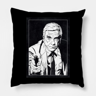 FRANK DREBIN - The Naked Gun (Black and White) Pillow