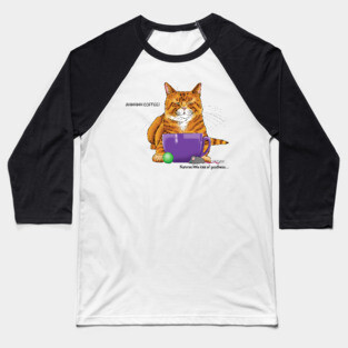 Coffee Cat Baseball T-Shirt
