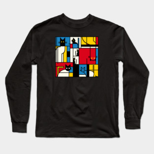 The Mondrian Cats by Tobe Fonseca Long Sleeve T-Shirt