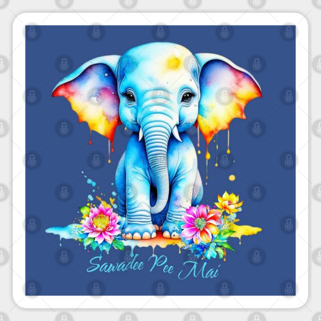 Watercolor Elephant Songkran Festival Sticker by HolidayBug
