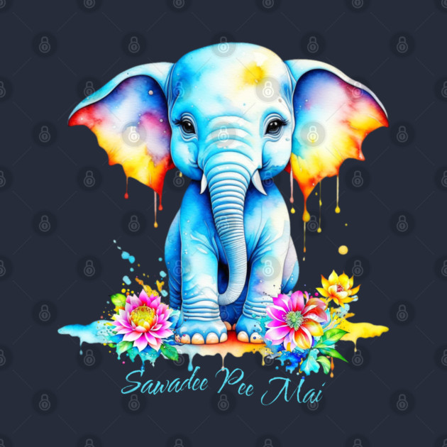 Watercolor Elephant Songkran Festival by HolidayBug