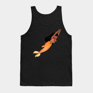 Cute Afro African Mermaid, Anime Girl, Black History Tank Top