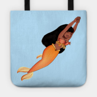 Cute Afro African Mermaid, Anime Girl, Black History Tote