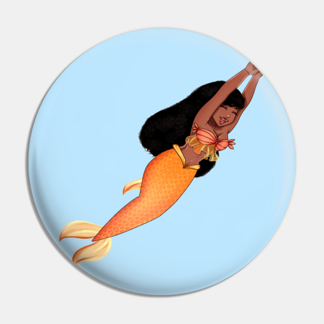 Cute Afro African Mermaid, Anime Girl, Black History Pin by logiamerch