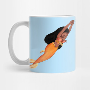 Cute Afro African Mermaid, Anime Girl, Black History Mug