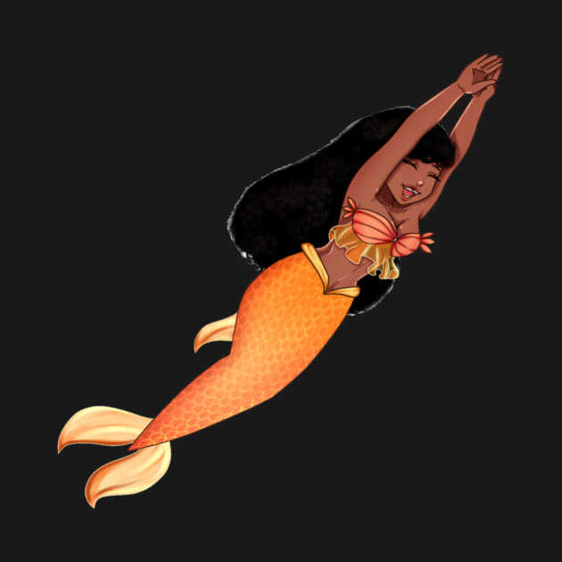 Cute Afro African Mermaid, Anime Girl, Black History by logiamerch