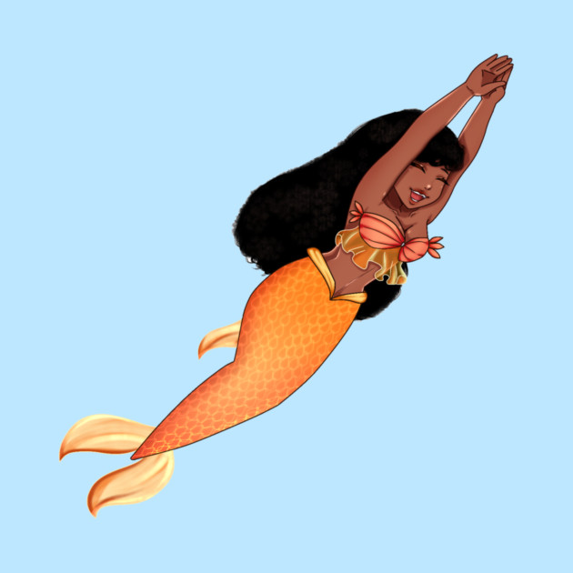 Cute Afro African Mermaid, Anime Girl, Black History by logiamerch