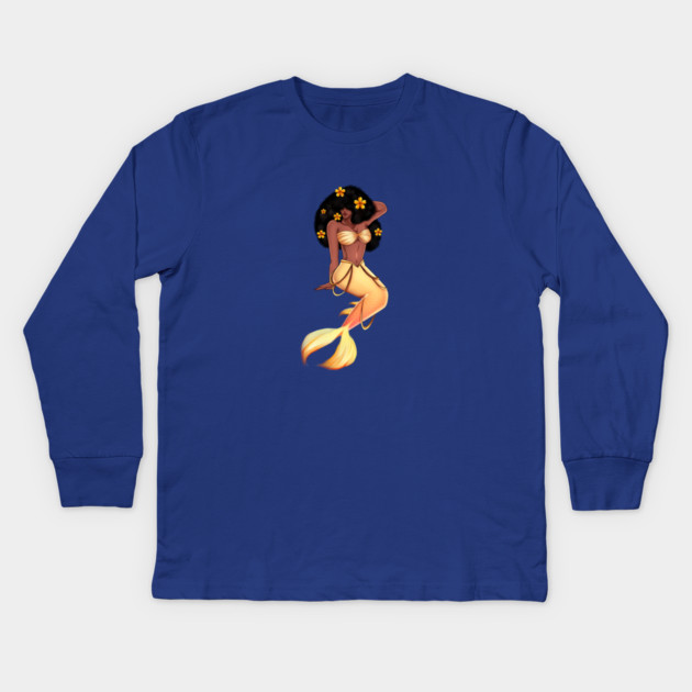 Cute Afro African Mermaid, Black History Kids Long Sleeve T-Shirt by logiamerch
