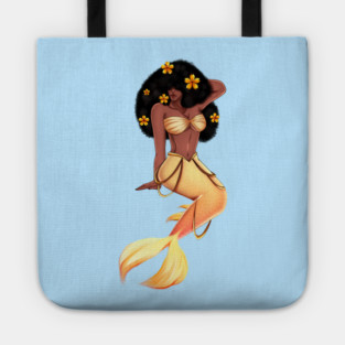 Cute Afro African Mermaid, Black History Tote