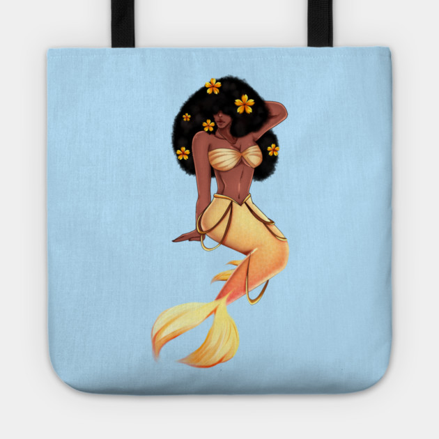 Cute Afro African Mermaid, Black History Tote by logiamerch