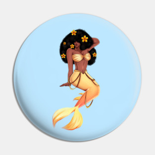 Cute Afro African Mermaid, Black History Pin