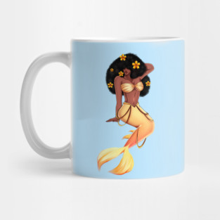 Cute Afro African Mermaid, Black History Mug