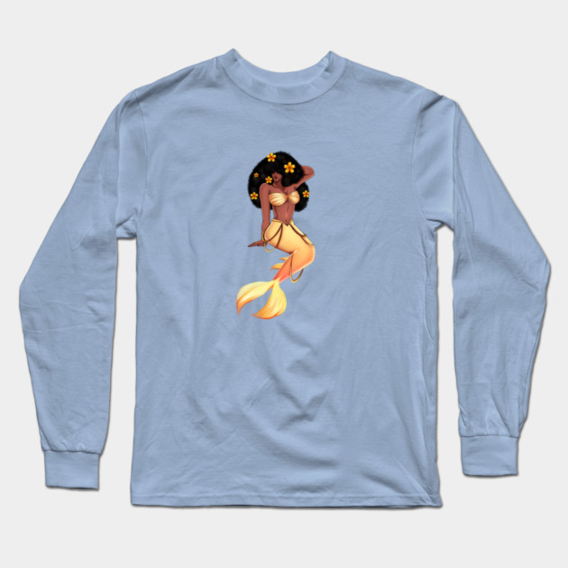 Cute Afro African Mermaid, Black History Long Sleeve T-Shirt by logiamerch
