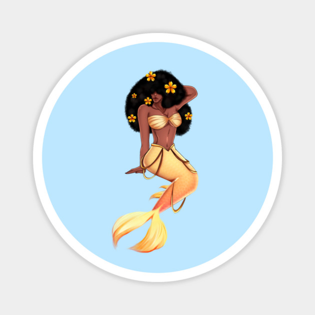 Cute Afro African Mermaid, Black History Magnet by logiamerch
