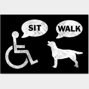 Funny Wheelchair Humor Dog Sit Walk Posters and Art