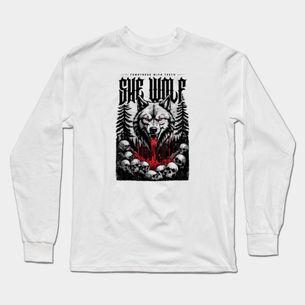 SHE WOLF Long Sleeve T-Shirt by artslaves