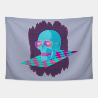 Vaporwave Skull Tapestry