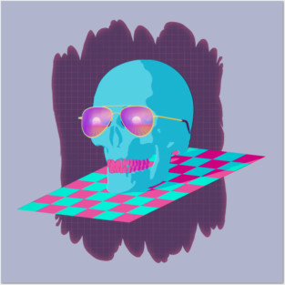 Vaporwave Skull Posters and Art