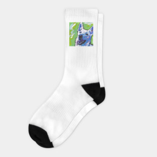 white German Shepherd Dog Bright colorful pop dog art Socks