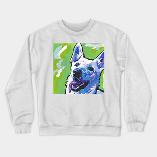 white German Shepherd Dog Bright colorful pop dog art Crewneck Sweatshirt