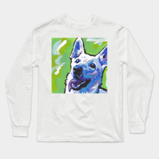 white German Shepherd Dog Bright colorful pop dog art Long Sleeve T-Shirt